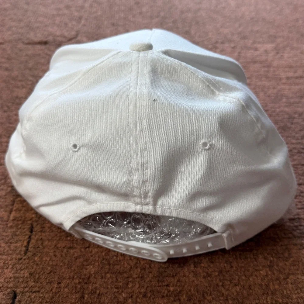 Vintage Yupoong Snapback Hat White Johnson Eye Institute Rope Trucker Cap Mens